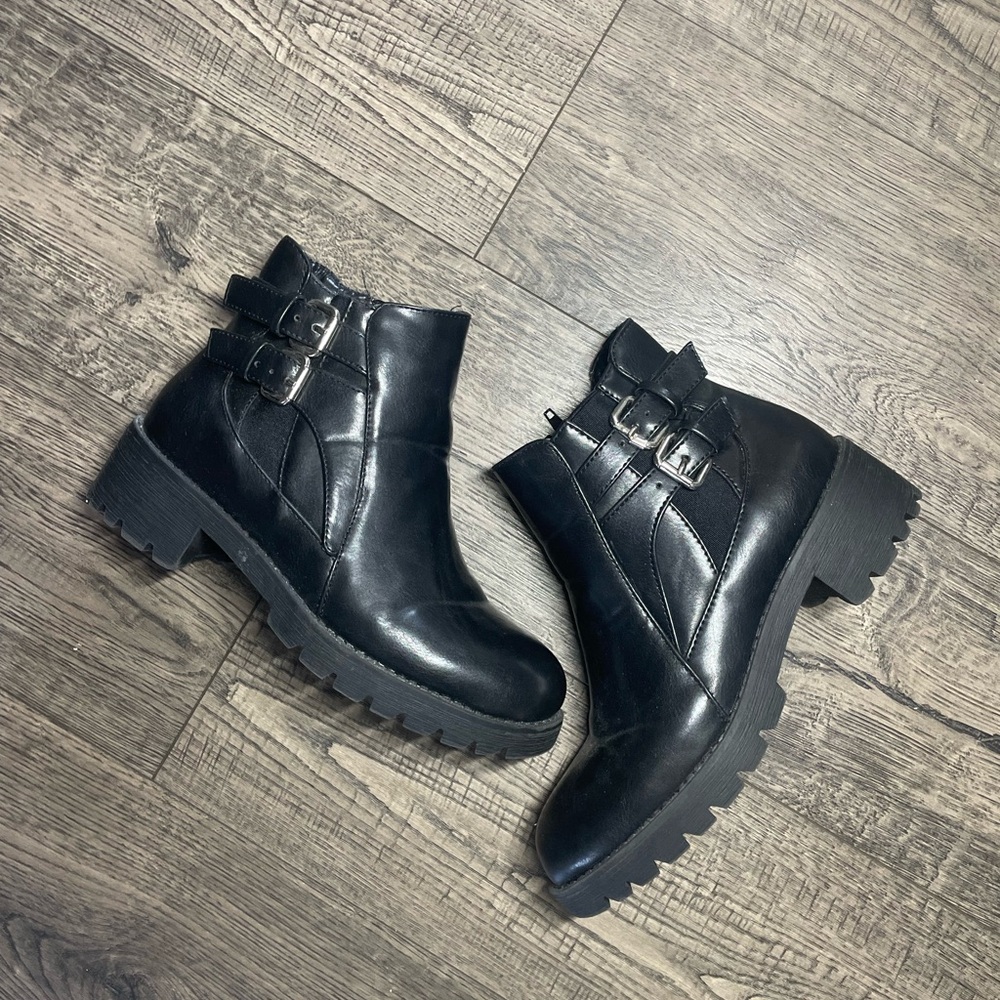 Black Ankle Boots with Buckle Detail